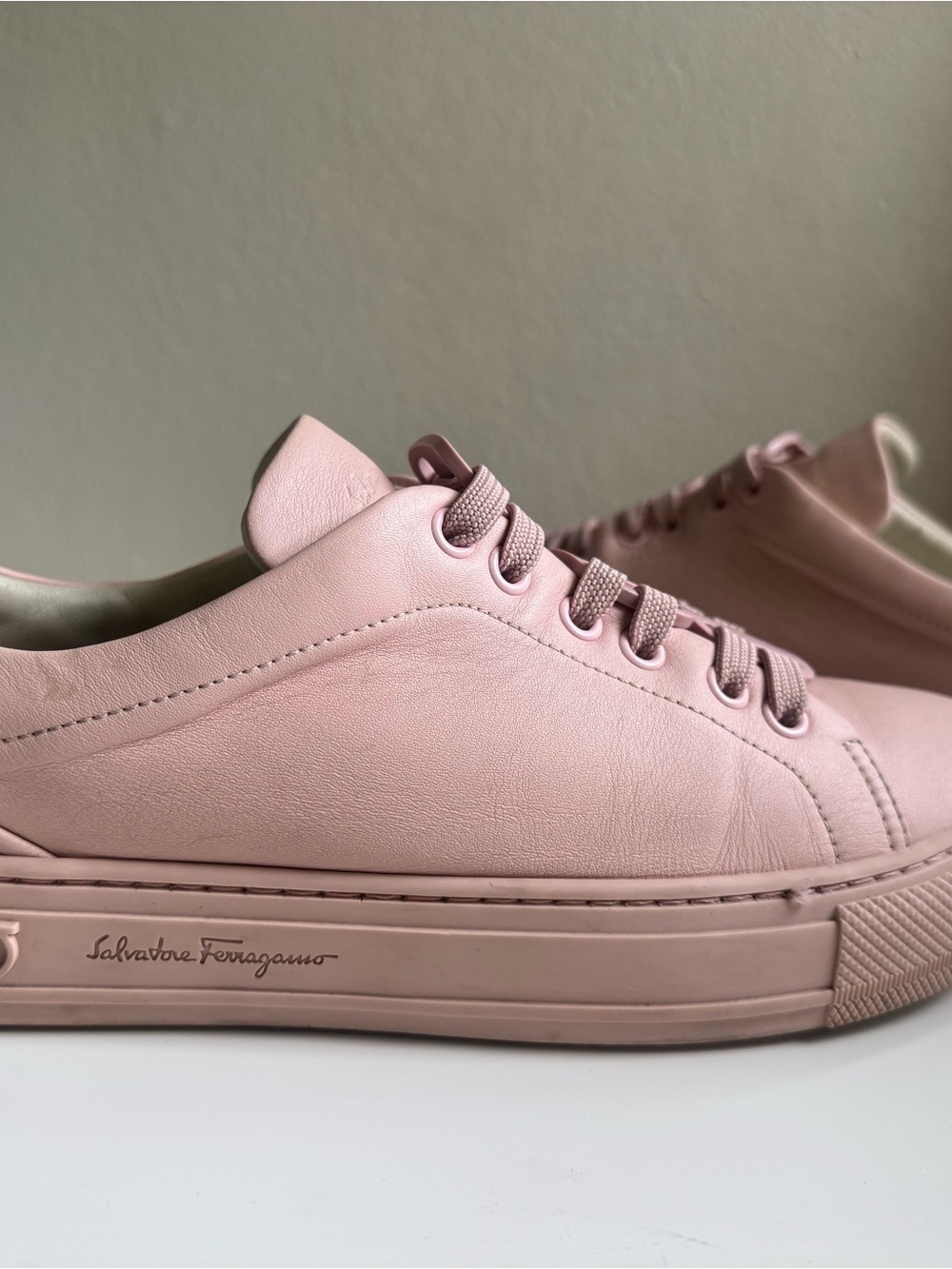 Salvatore Ferragamo Blush Pink Leather Sneakers - Gancini - Picture 4 of 14
